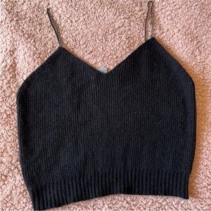 Black Ribbed Crop Camisole